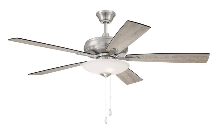##Antique Hardware## 52" Eos 3 Light Bowl in Brushed Polished Nickel w/ Driftwood/Walnut Blades
