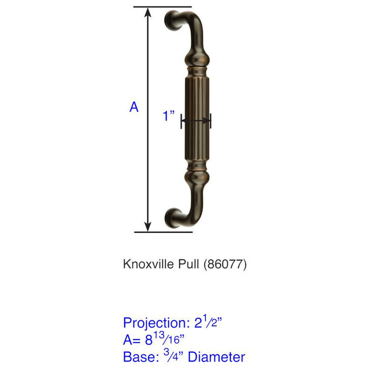 ##Antique Hardware## 8 13/16 Inch Solid Brass Knoxville Pull