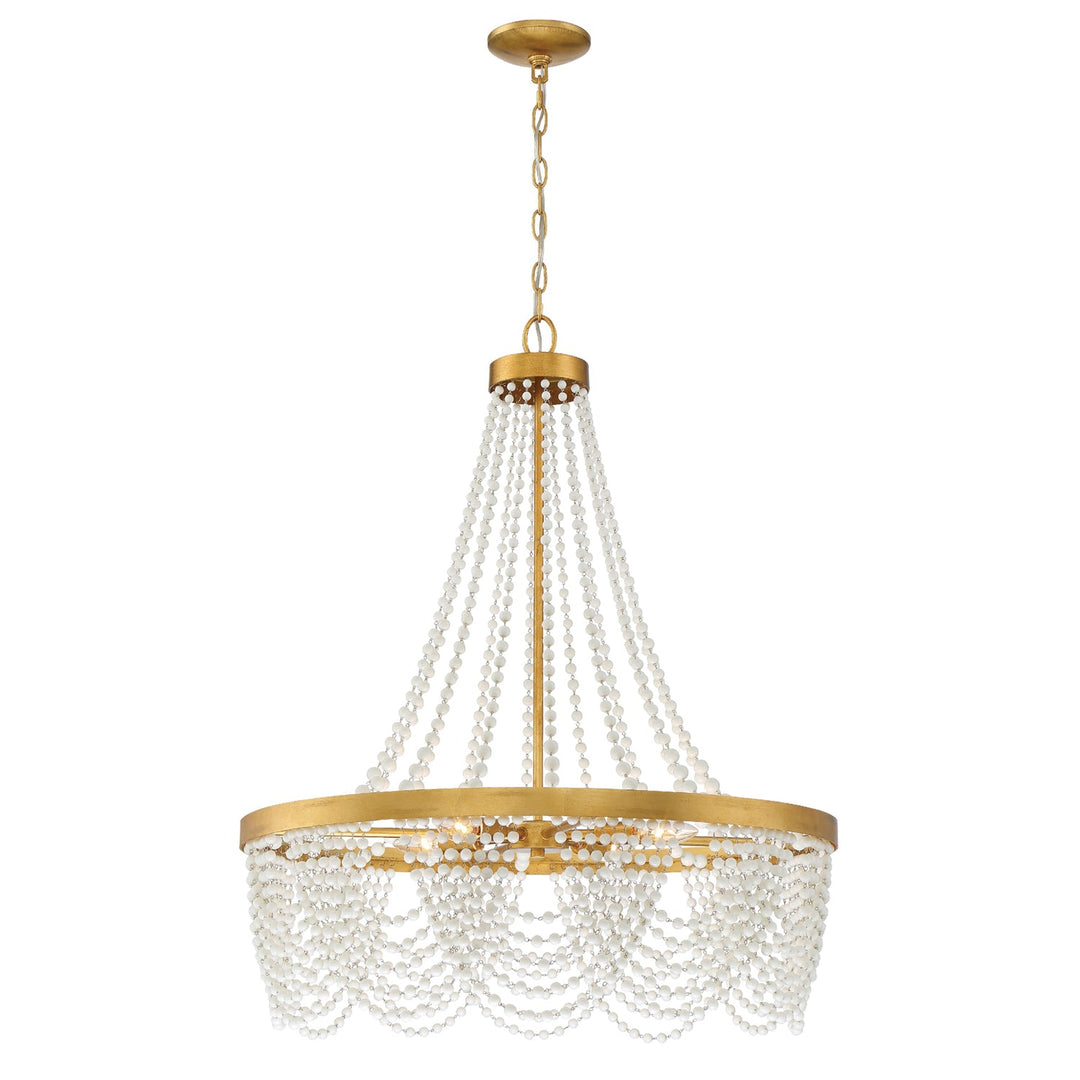 Crystorama Crystorama Fiona 4 Light Antique Gold Chandelier with White Beads