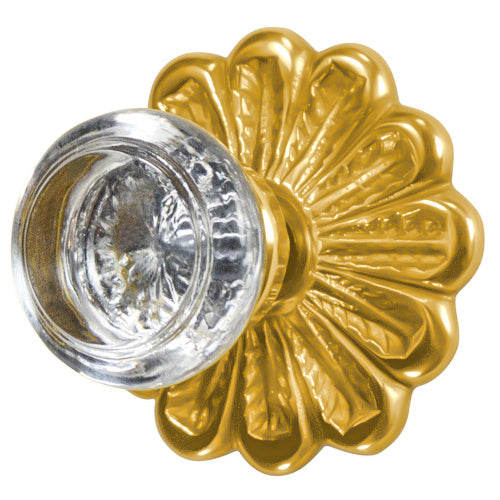 Maltesia Flower Rosette Door Set with Round Clear Door Knobs (Several Finishes Available)