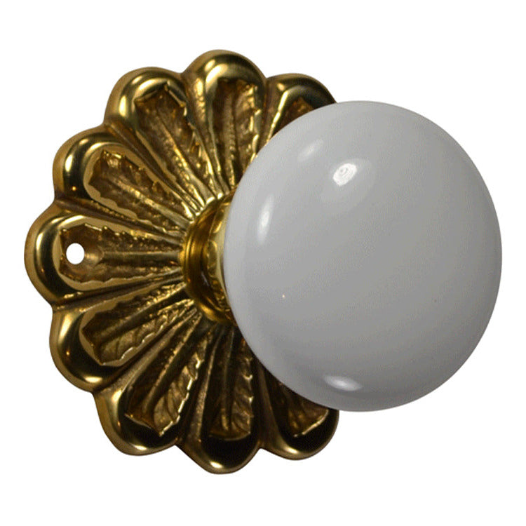 Maltesia Flower Rosette Door Set with White Porcelain Door Knobs (Several Finishes Available) COPPER MOUNTAIN HARDWARE