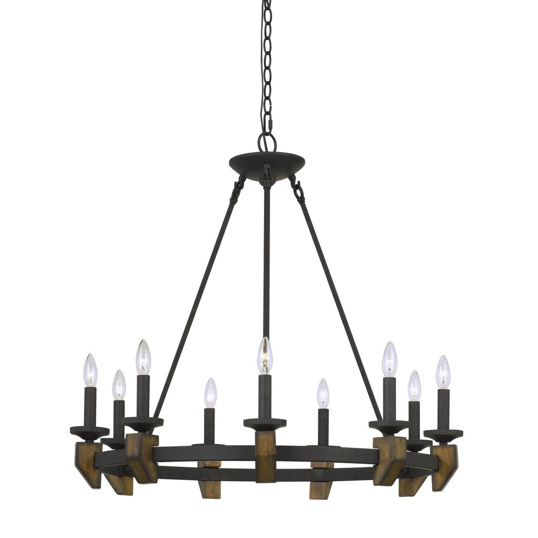 60W X 9 CRUZ METAL/WOOD CHANDELIER Cal Lighting