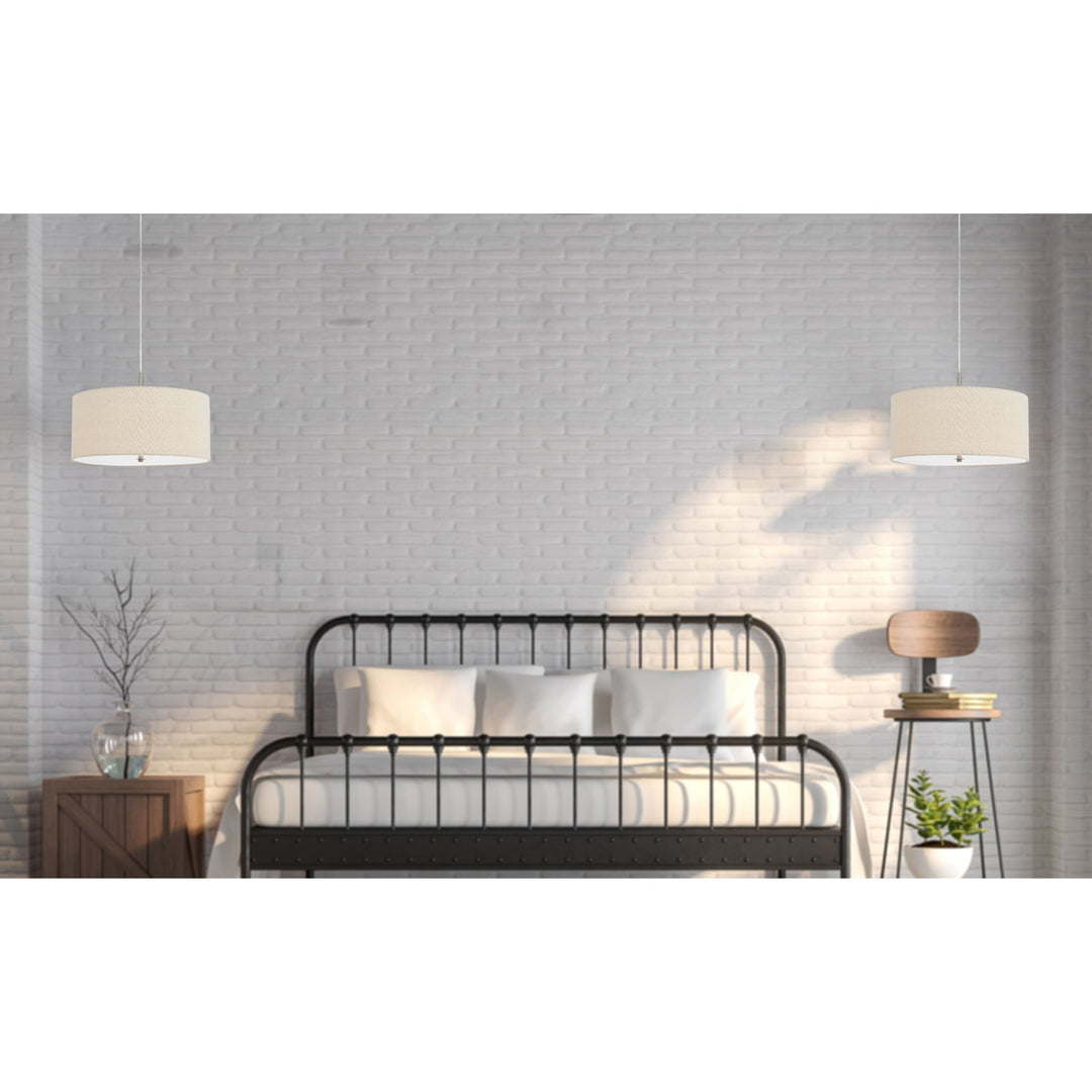 60W X 3 ADDISON LINEN DRUM PENDANT Pendant Cal Lighting