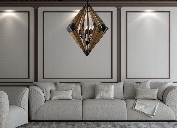 60W X 9 AREZZO WOOD CHANDELIER Cal Lighting