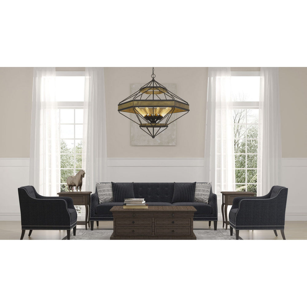 ALICANTE 60W X 9 PINE WOOD/METAL CHANDELIER  (EDISON BULBS NOT INCLUDED) Cal Lighting