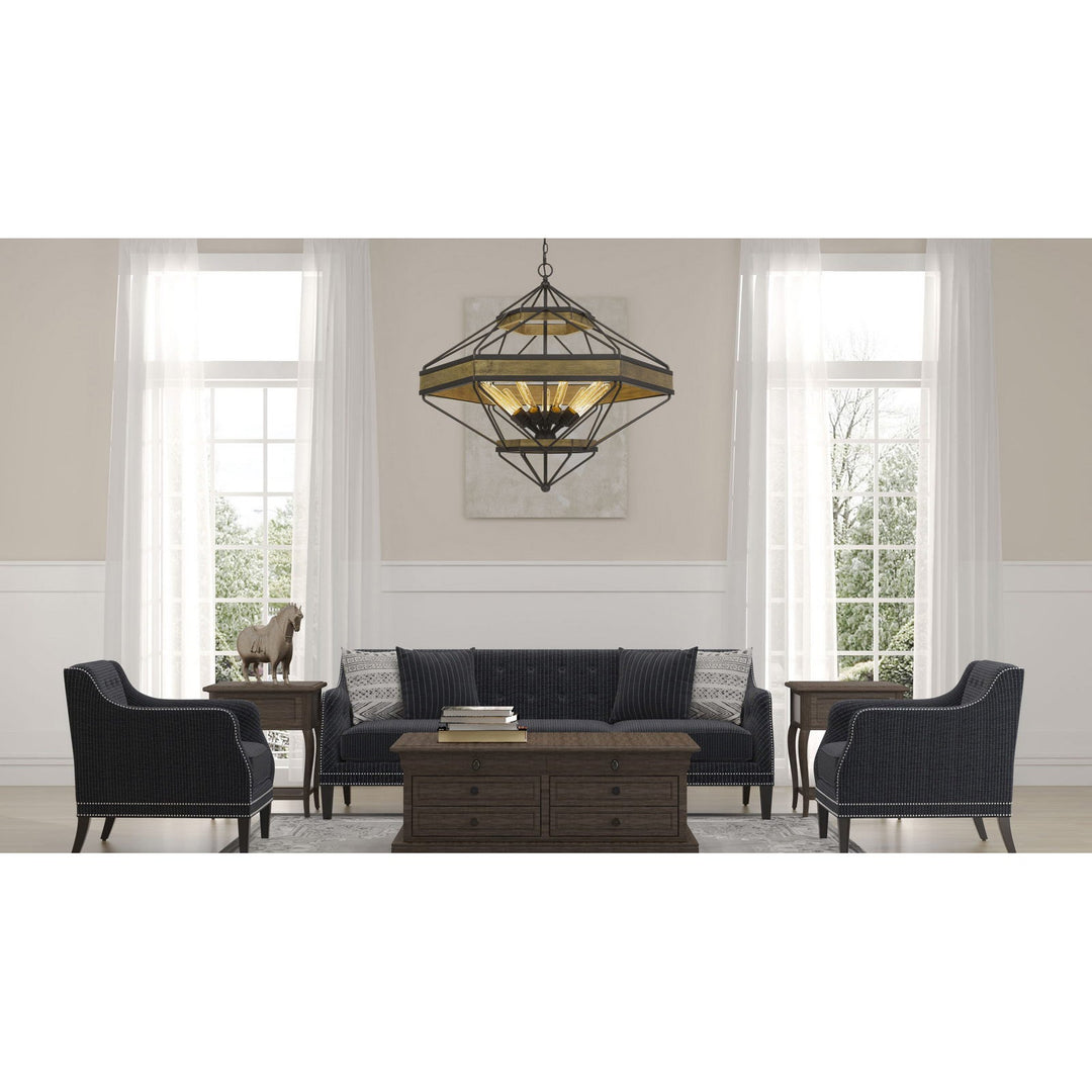 ALICANTE 60W X 9 PINE WOOD/METAL CHANDELIER  (EDISON BULBS NOT INCLUDED) Cal Lighting
