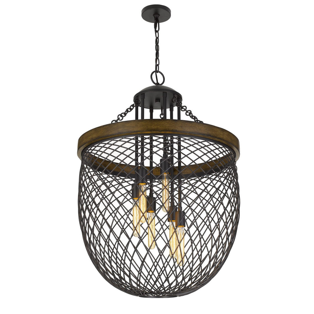 MARION METAL/WOOD MESH SHADE CHANDELIER (EDISON BULBS NOT INCLUDED) Cal Lighting