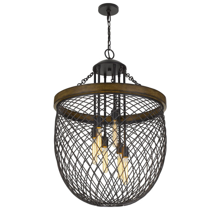 MARION METAL/WOOD MESH SHADE CHANDELIER (EDISON BULBS NOT INCLUDED) Cal Lighting