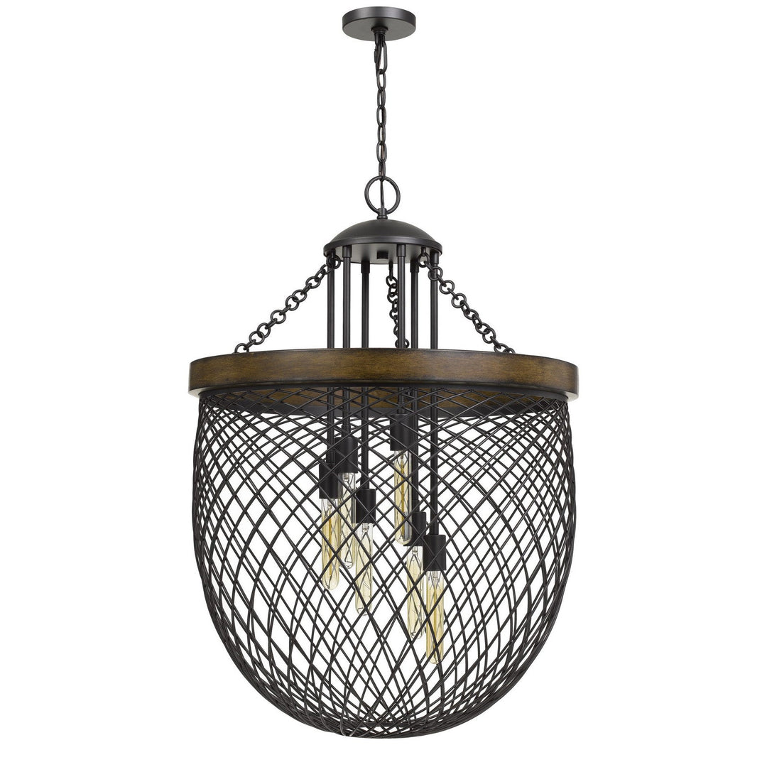 MARION METAL/WOOD MESH SHADE CHANDELIER (EDISON BULBS NOT INCLUDED) Cal Lighting