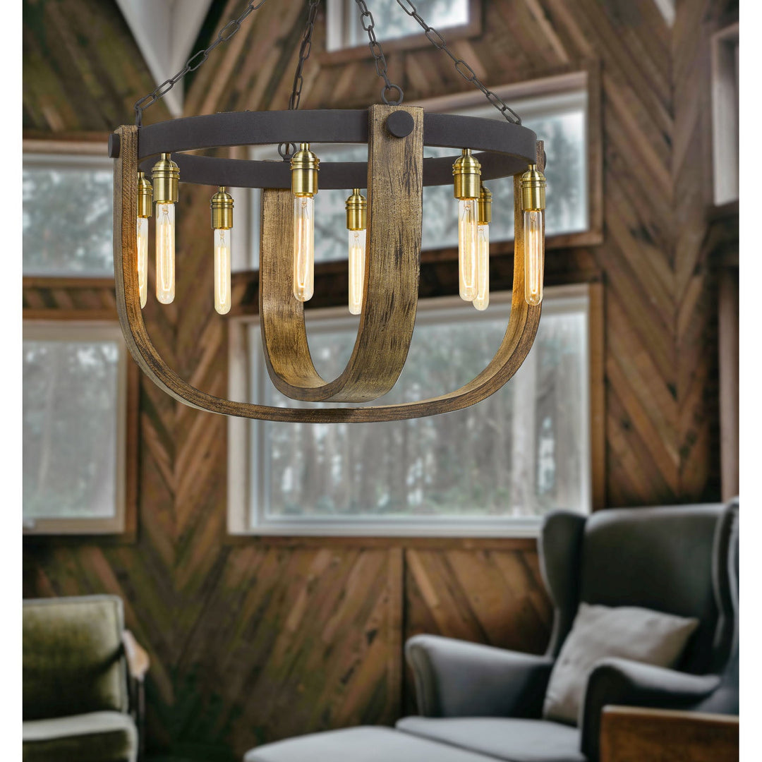 60W X 8 APULIA METAL/WOOD CHANDELIER (EDISON BULBS ARE NOT INCLUDED) Cal Lighting
