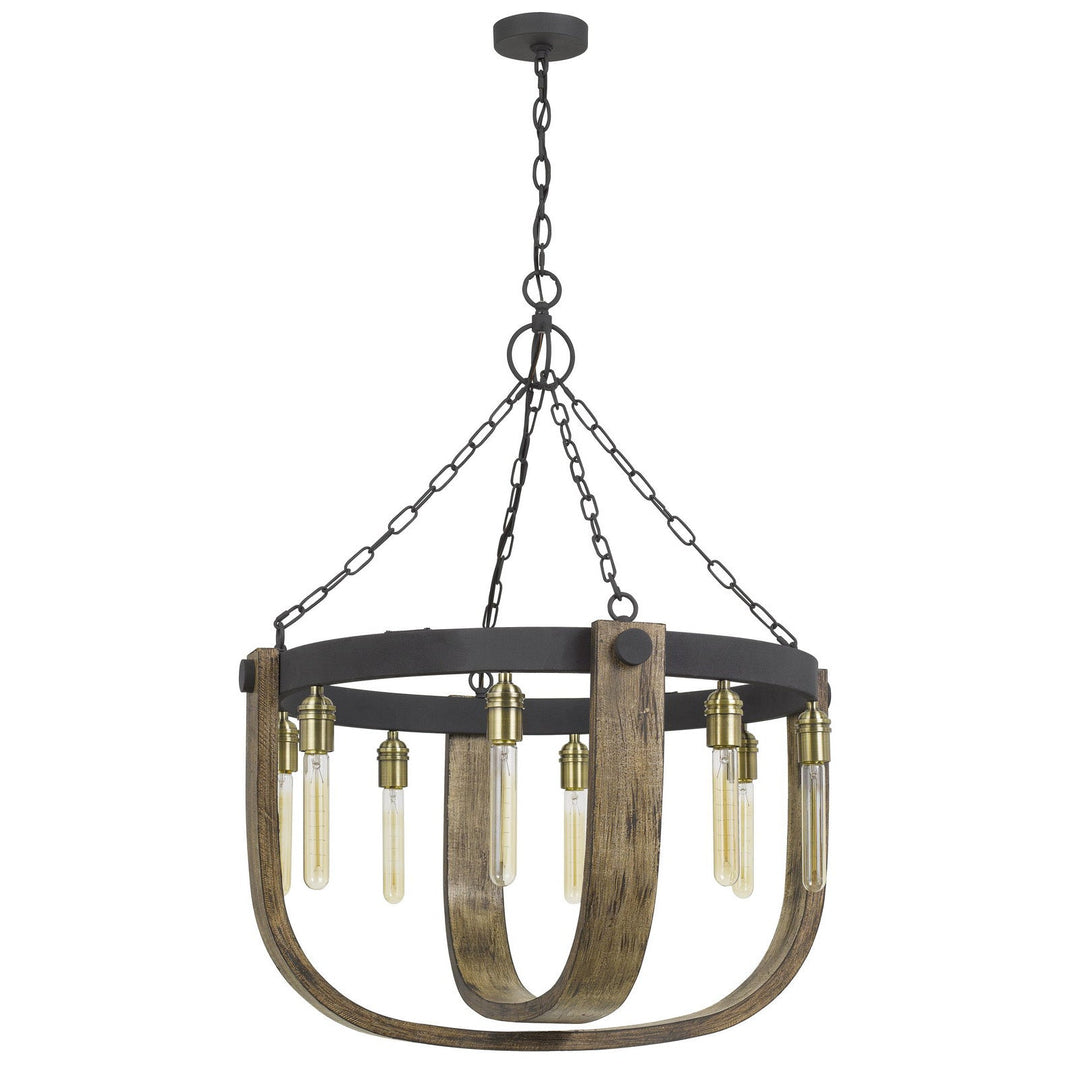 60W X 8 APULIA METAL/WOOD CHANDELIER (EDISON BULBS ARE NOT INCLUDED) Cal Lighting