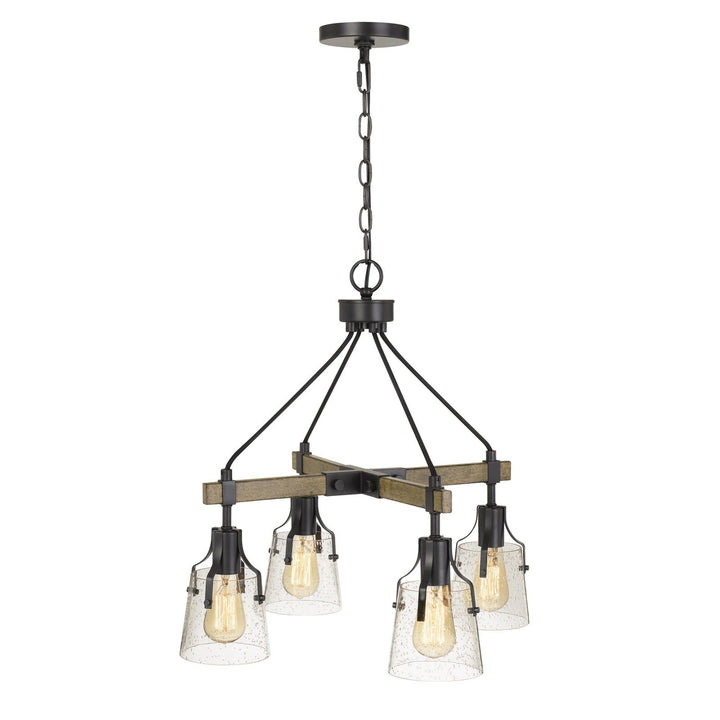 60W X 4 AOSTA METAL CHANDELIER WITH BUBBLED GLASS SHADES (EDISON BULBS ARE NOT INCLUDED) Cal Lighting
