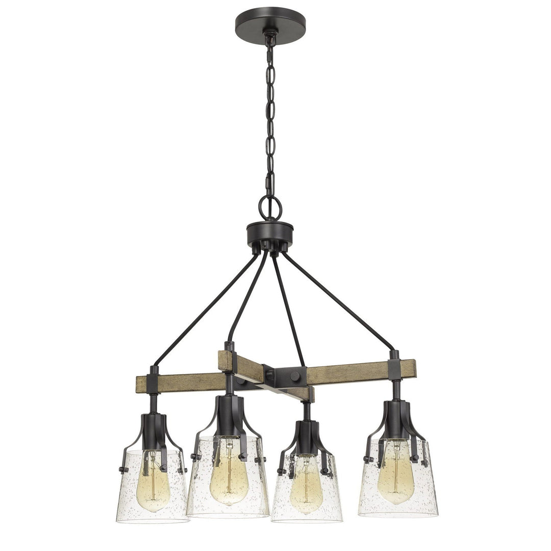 60W X 4 AOSTA METAL CHANDELIER WITH BUBBLED GLASS SHADES (EDISON BULBS ARE NOT INCLUDED) Cal Lighting