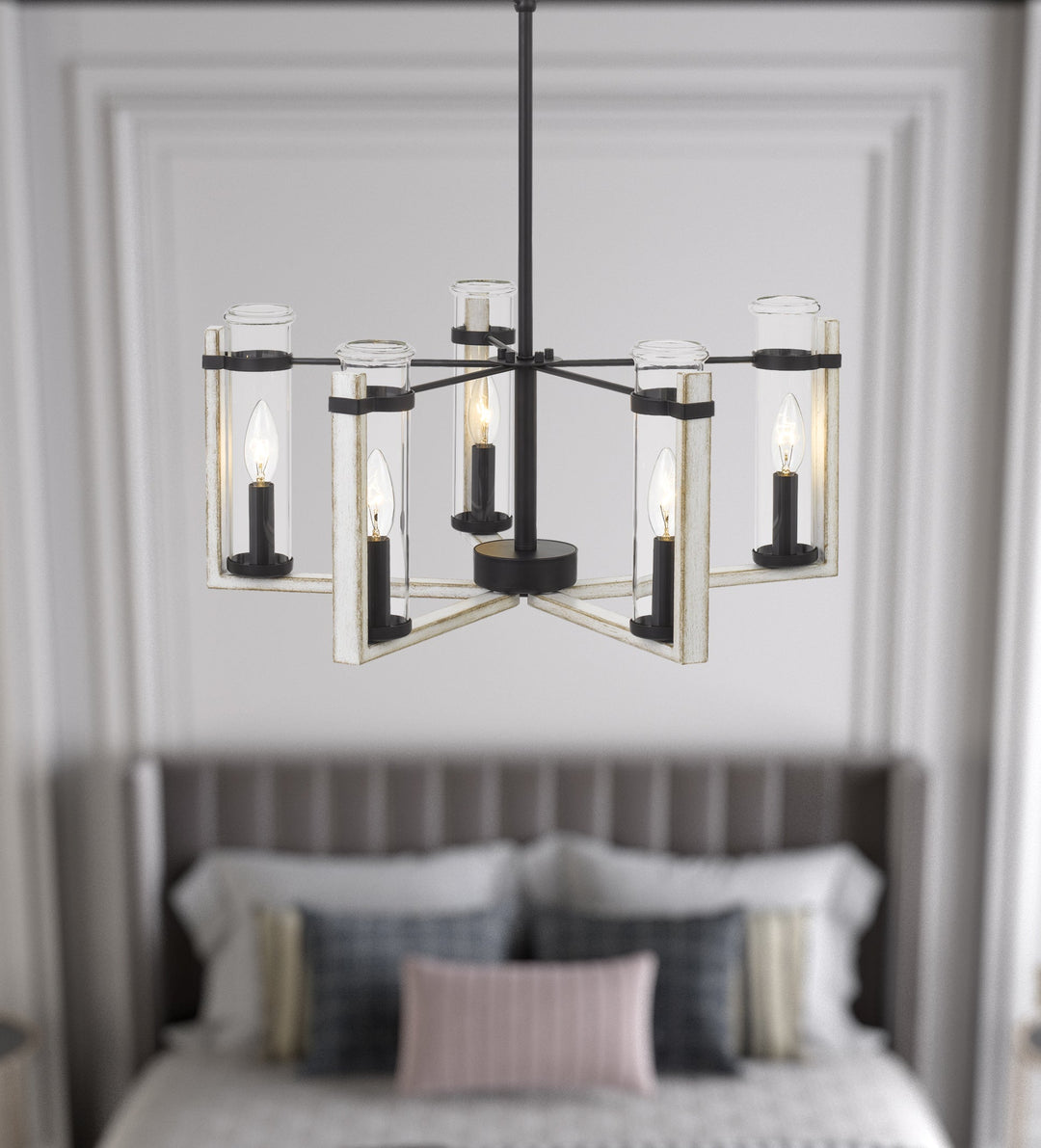 60WX  5 OLIVETTE METAL CHANDELIER WITH GLASS SHADE Cal Lighting