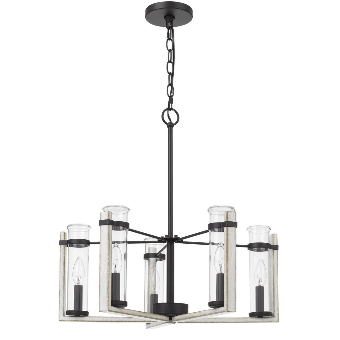 60WX  5 OLIVETTE METAL CHANDELIER WITH GLASS SHADE Cal Lighting
