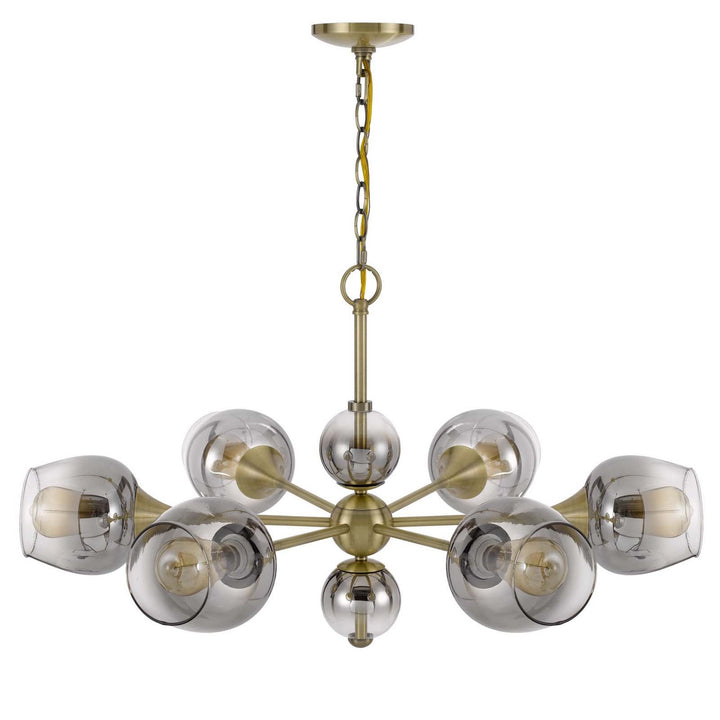 60W X 6 PENDLETON METAL CHANDELIER WITH ELECTORAL PLATED SMOKED GLASS SHADES Cal Lighting