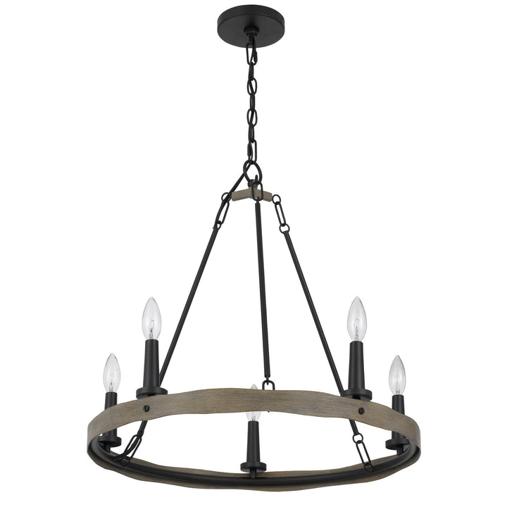 MAIDSTONE METAL CHANDELIER WITH WOOD FINISH Cal Lighting