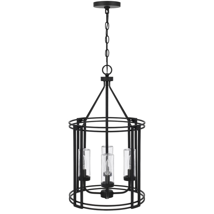 LUTON CAGE METAL CHANDELIER WITH GLASS SHADES Cal Lighting
