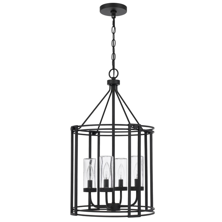 LUTON CAGE METAL CHANDELIER WITH GLASS SHADES Cal Lighting