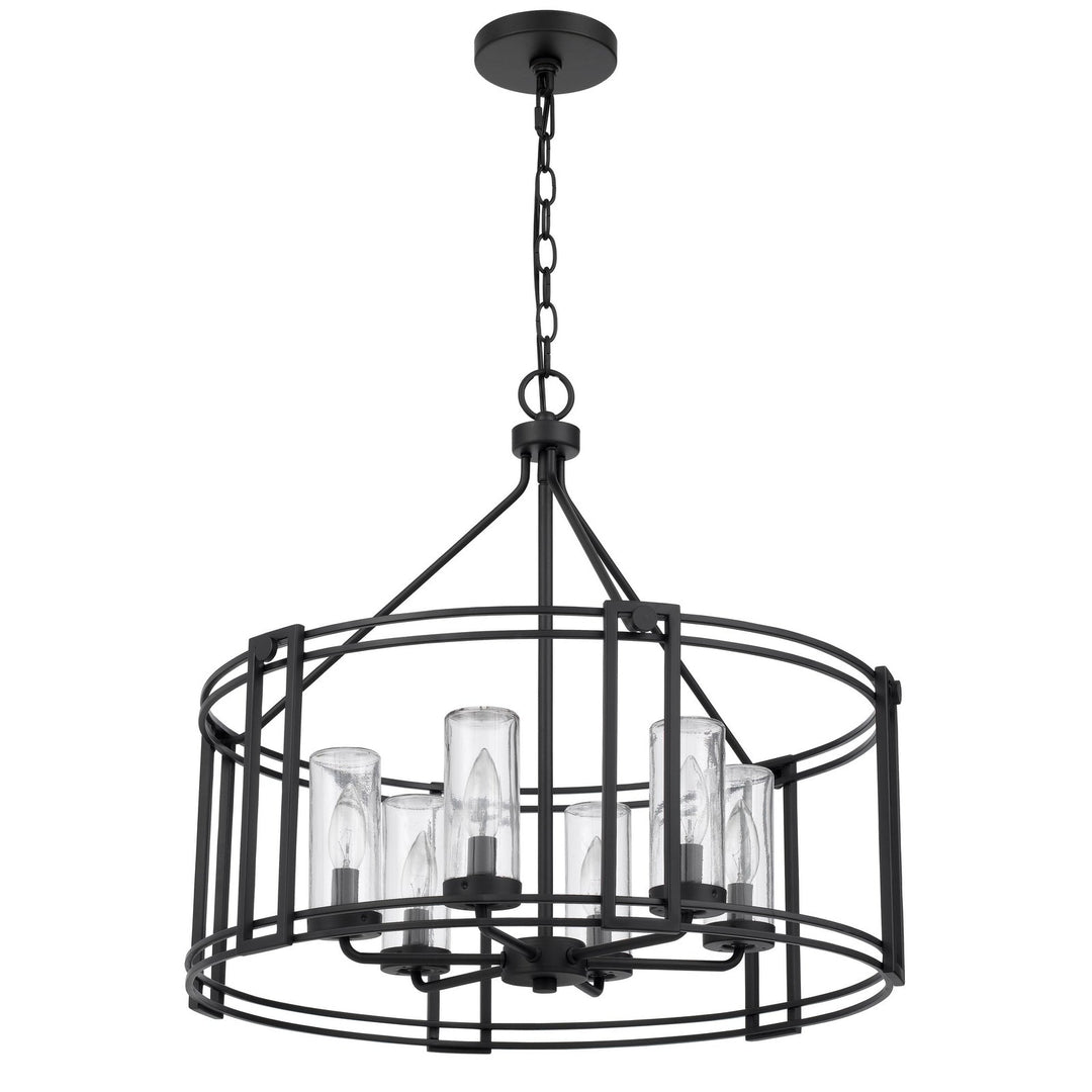 LUTON CAGE METAL CHANDELIER WITH GLASS SHADES Cal Lighting