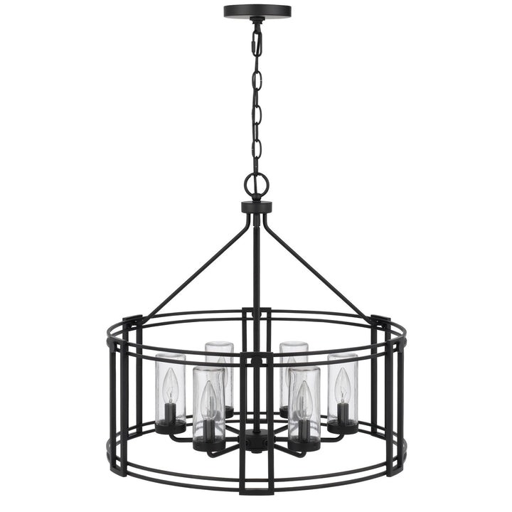 LUTON CAGE METAL CHANDELIER WITH GLASS SHADES Cal Lighting