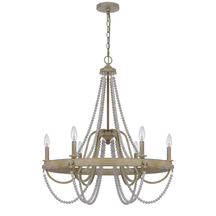 60W X 6 MACON BEADED METAL CHANDELIER Cal Lighting