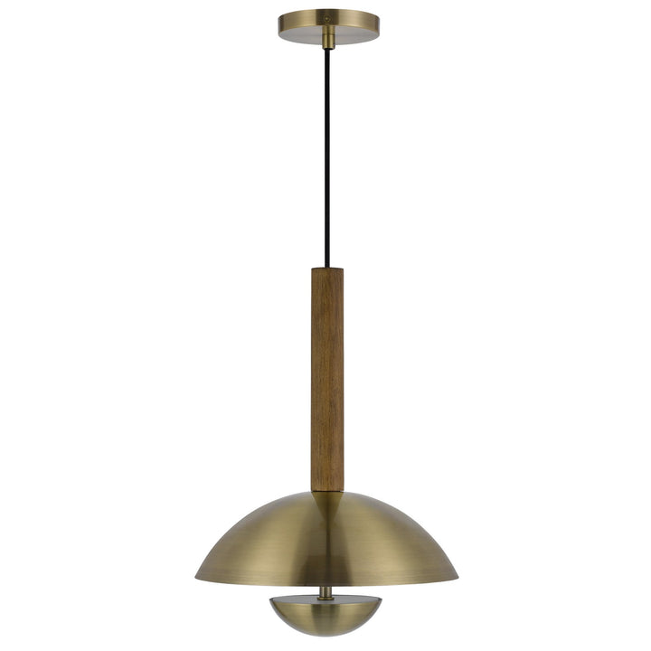 LAKELAND 15W INTERGRATED DIMMABLE LED METAL / BIRCH WOOD PENDANT LIGHT WITH HALF DOMED METAL SHADE Pendant Cal Lighting