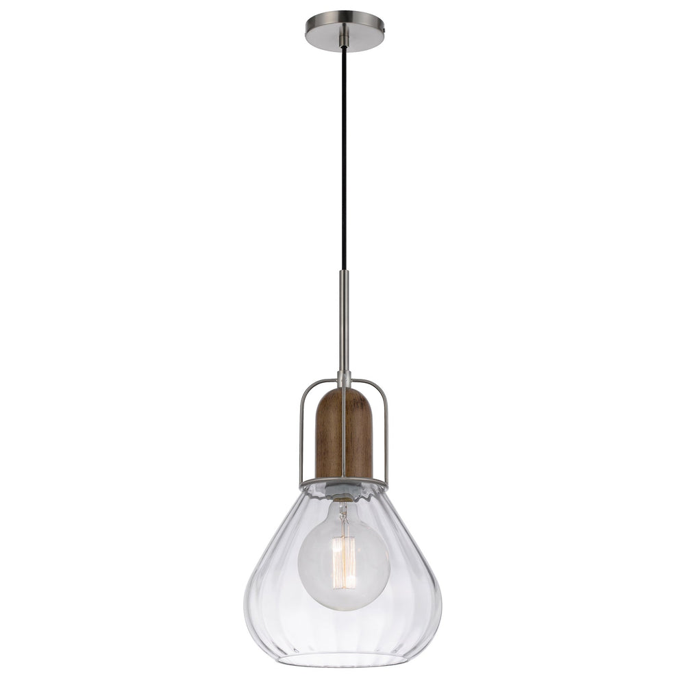 60W ROCHELLE METAL / RUBBER WOOD MINI GLASS PENDANT Pendant Cal Lighting