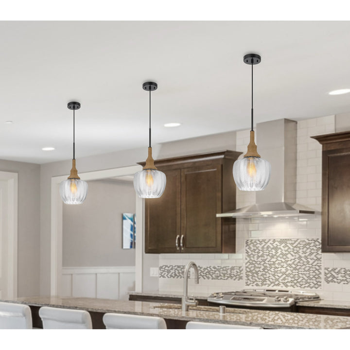 MONROE 60W GLASS PENDANT LIGHT WITH BURLAP ROPED FONT Pendant Cal Lighting