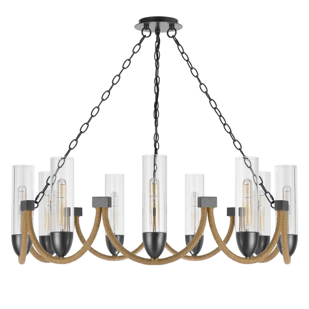 60W X 9 ARGYLE METAL CHANDELIER WITH MOSS RODS AND GLASS SHADES Cal Lighting