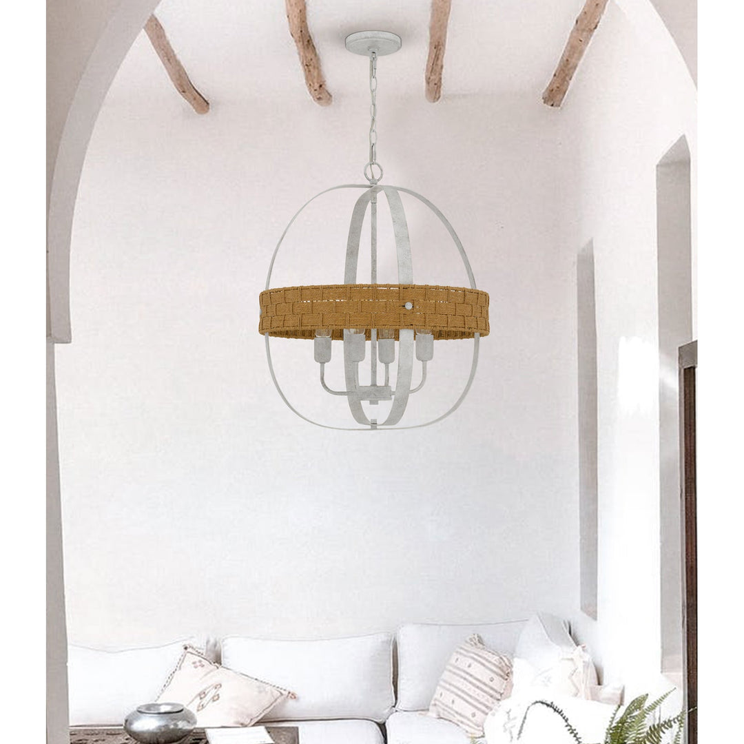 60W X 4 BARTON METAL CHANDELIER WITH RATTAN DESIGN Cal Lighting