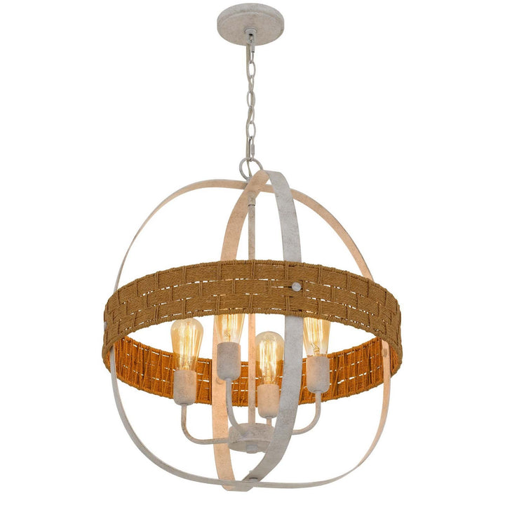60W X 4 BARTON METAL CHANDELIER WITH RATTAN DESIGN Cal Lighting