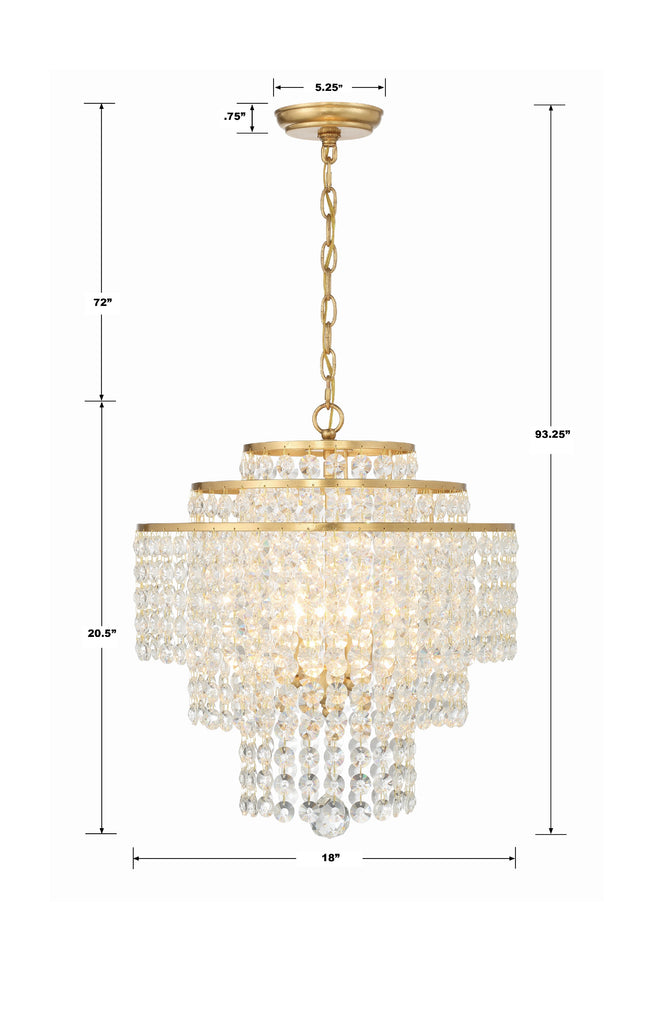 Crystorama Crystorama Gabrielle 4 Light Antique Gold Chandelier