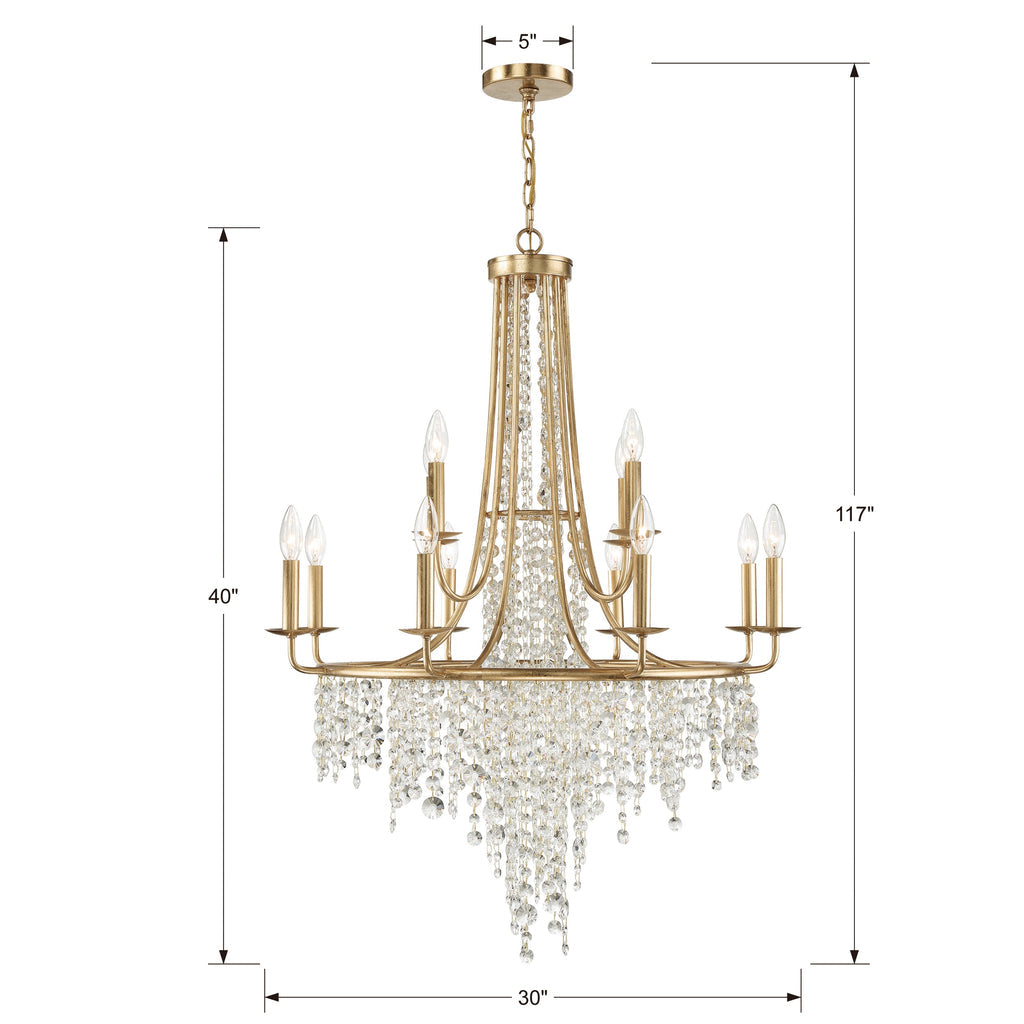 Crystorama Crystorama Gabrielle 12 Light Antique Gold Chandelier