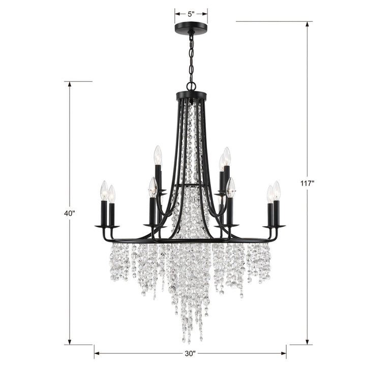 Crystorama Crystorama Gabrielle 12 Light Matte Black Chandelier