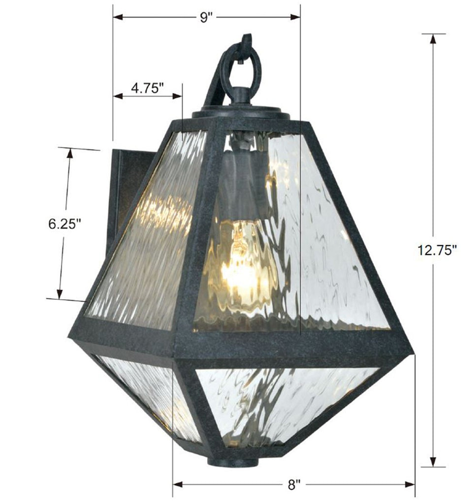 Crystorama Crystorama Brian Patrick Flynn Glacier 1 Light Black Charcoal Outdoor Sconce