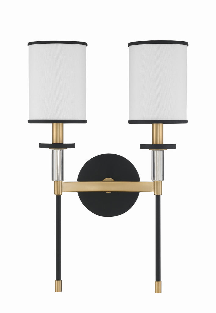 Crystorama Crystorama Hatfield 2 Light Black Forged + Vibrant Gold Sconce