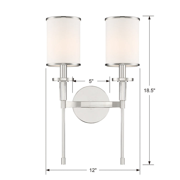 Crystorama Crystorama Hatfield 2 Light Polished Nickel Sconce