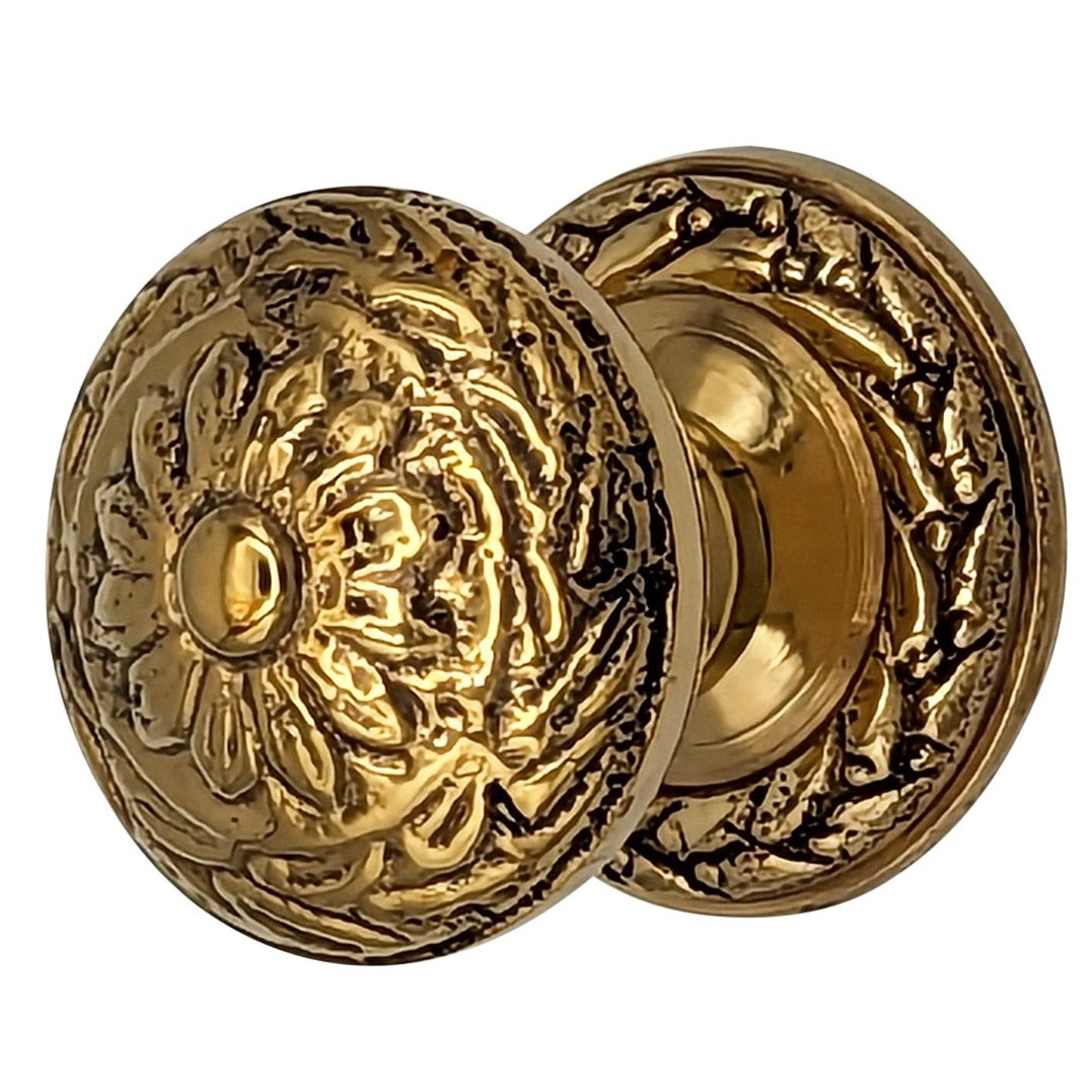 COPPER MOUNTAIN HARDWARE Ornate Floral Round Solid Brass Cabinet & Furniture Knob