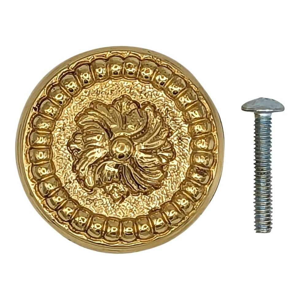 1 3/5 Inch Beaded Floral Cabinet Knob (Several Finishes Available) COPPER MOUNTAIN HARDWARE