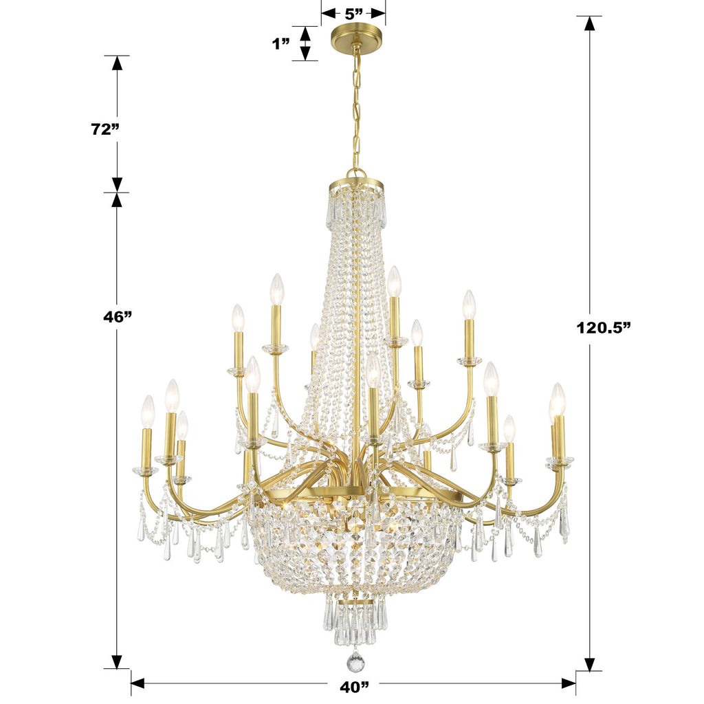 Crystorama Crystorama Haywood 22 Light Aged Brass Chandelier