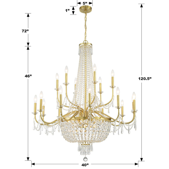 Crystorama Crystorama Haywood 22 Light Aged Brass Chandelier