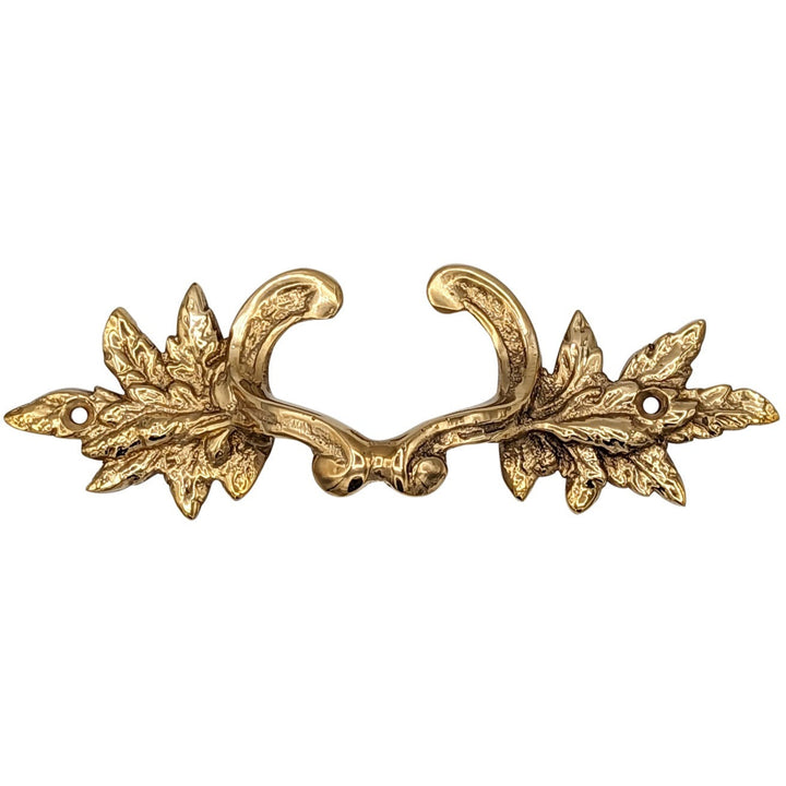 6 Inch (4 3/8 Inch C-C) Solid Brass Ornate French Leaves Pull COPPER MOUNTAIN HARDWARE