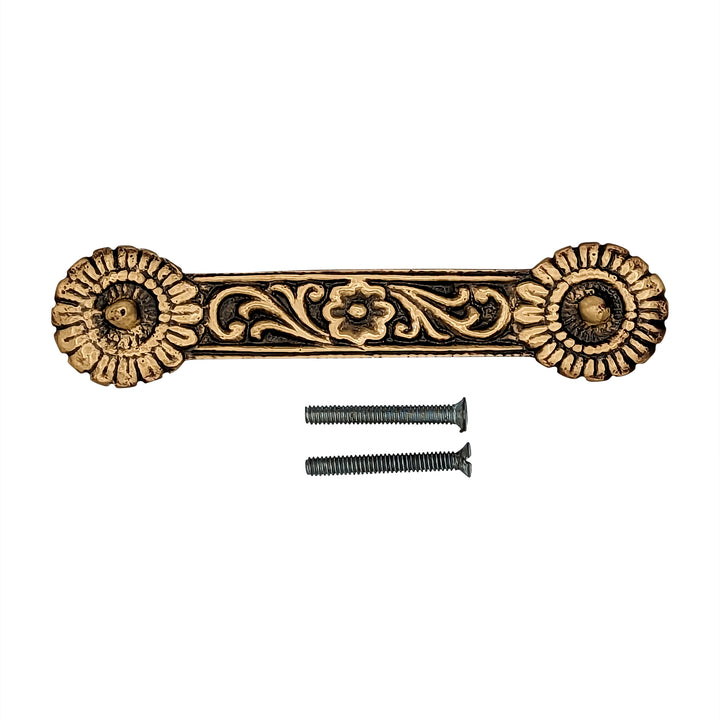 4 1/4 Inch Overall (3 3/8 Inch c-c) Solid Brass Unique Circle Pull Handle