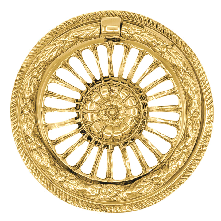 3 5/8 Inch Solid Brass Radiant Flower Drawer Ring Pull (Several Finishes Available)