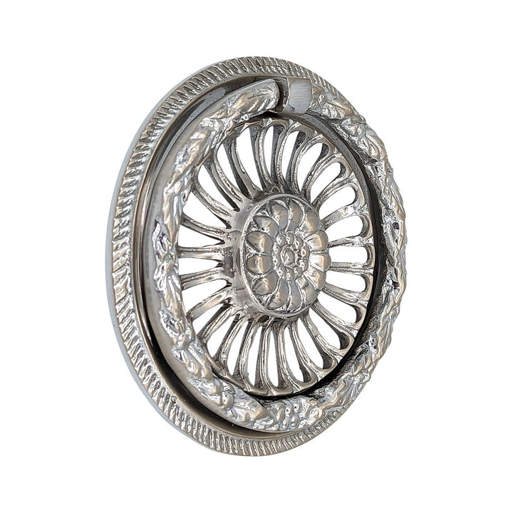 3 5/8 Inch Solid Brass Radiant Flower Drawer Ring Pull COPPER MOUNTAIN HARDWARE
