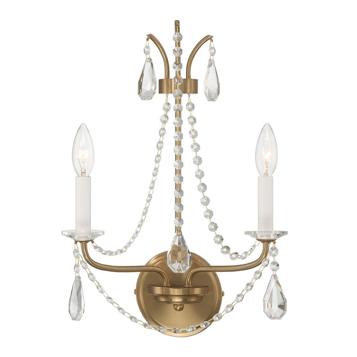 Crystorama Crystorama Karrington 2 Light Aged Brass Sconce