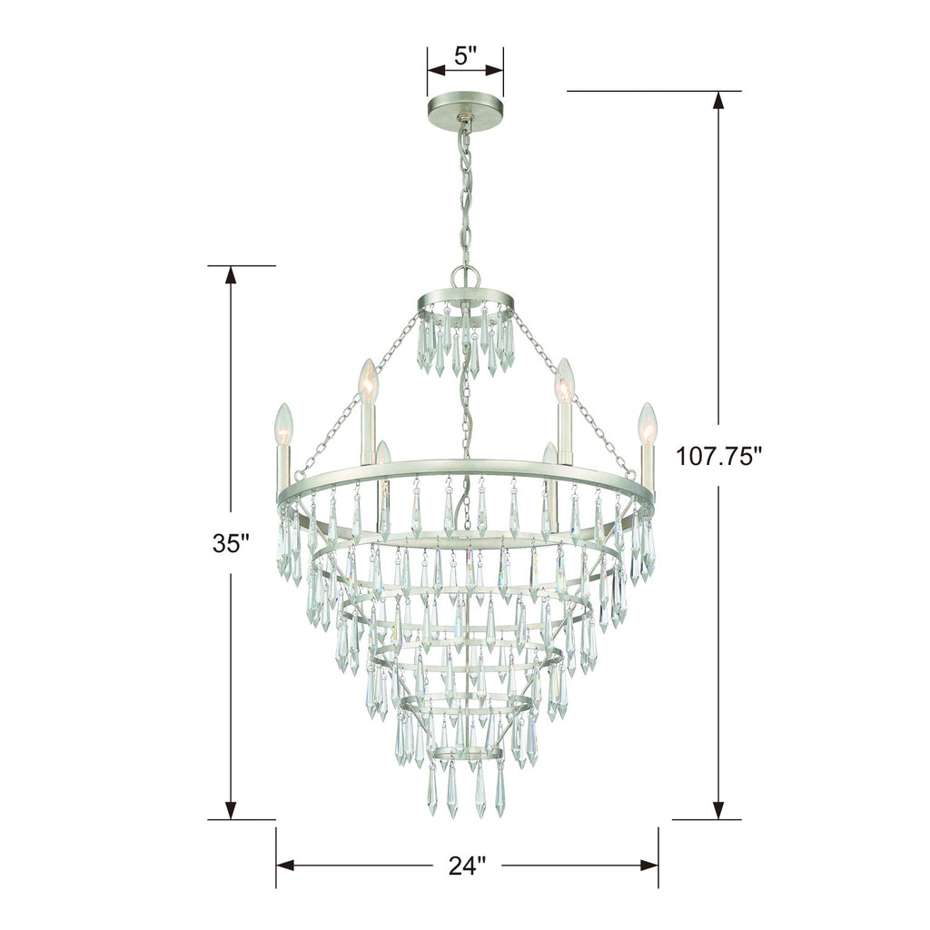 Crystorama Crystorama Lucille 6 Light Antique Silver Chandelier