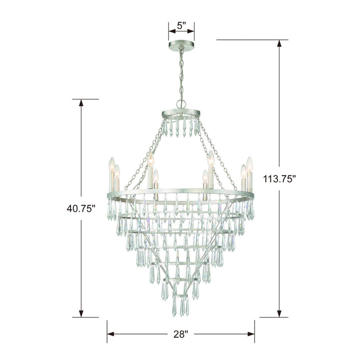 Crystorama Crystorama Lucille 8 Light Antique Silver Chandelier