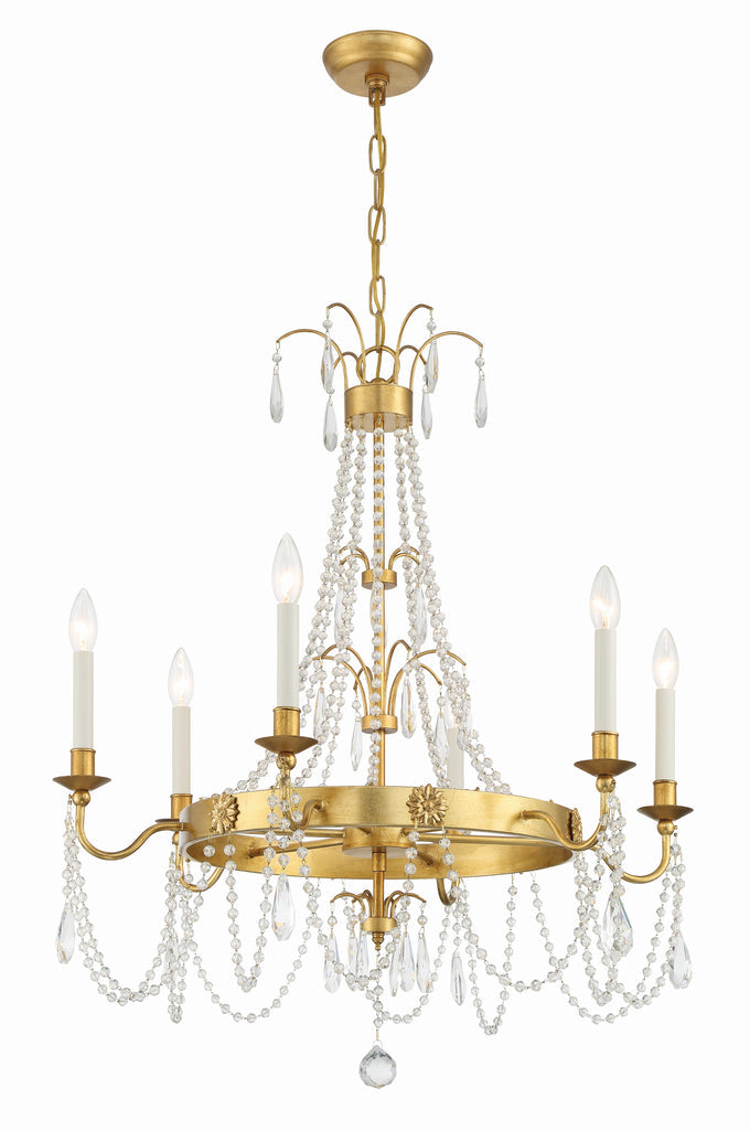 Crystorama Crystorama Maizey 6 Light Antique Gold Chandelier